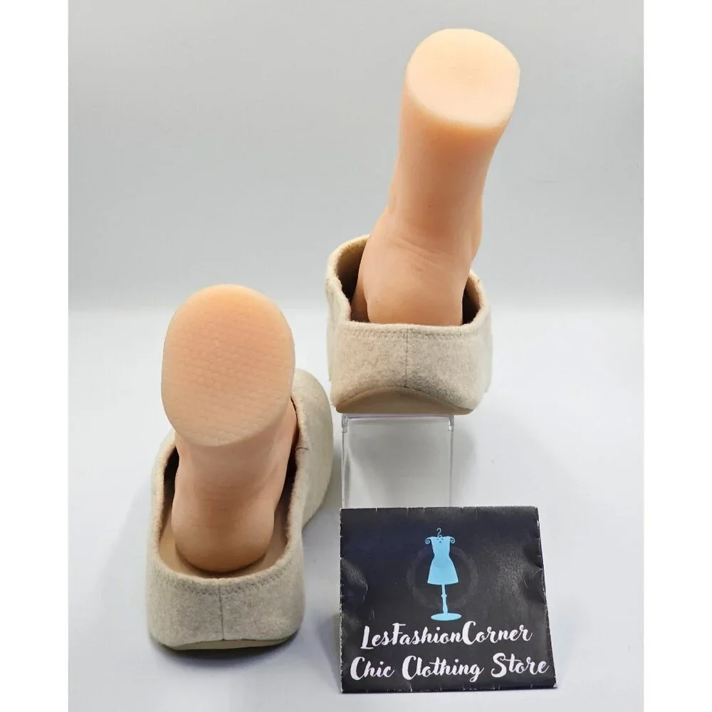 FitFlop Women's Beige  Wool Felt Shuv Clogs Beige Slip-On Mules Size 9 2693 - Picture 6 of 16